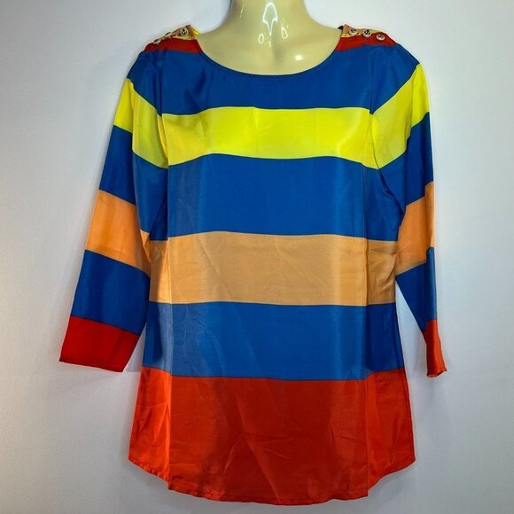 J. CREW Women's Striped Colorblock Blouse with Anchor Buttons - Size XXS - NWT - Picture 2 of 6